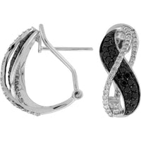 Royal Regal 14K White Gold Black Diamond & Diamond Drop Earrings - 0.50 Carat Black Diamond & 0.27 Carat Total Diamond Weight