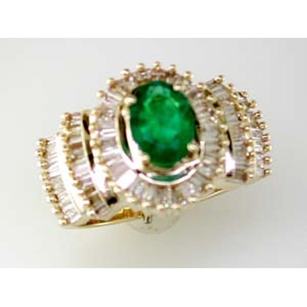 Royal Regal 14K Yellow Gold Emerald & Diamond Ring - 1.20 Carat Emerald, Baguette Diamonds