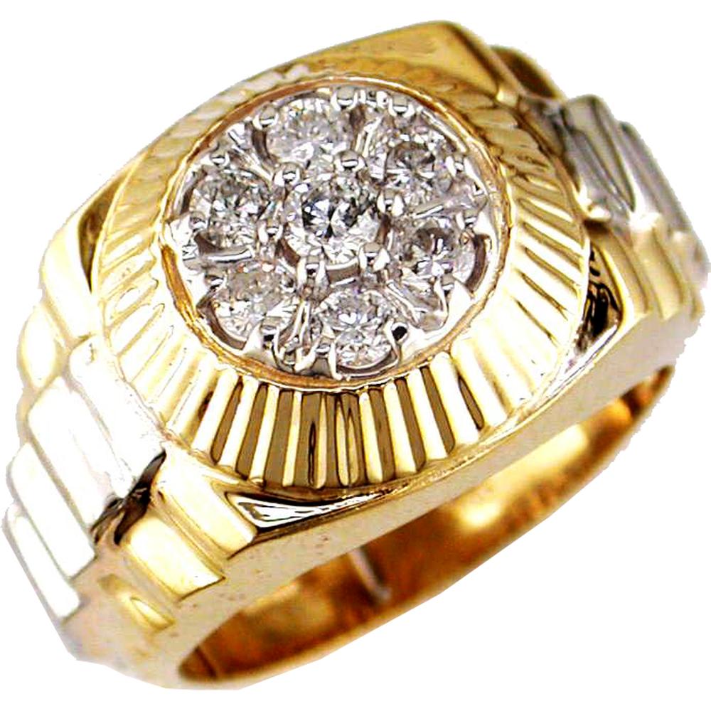 Royal Regal 14K Yellow Gold Men's Diamond Ring - 0.70 Carat Round-cut Diamond