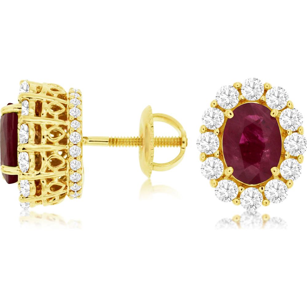 Royal Regal 14K Yellow Gold Ruby & Diamond Earrings - 1.80 Carat Total Ruby Weight