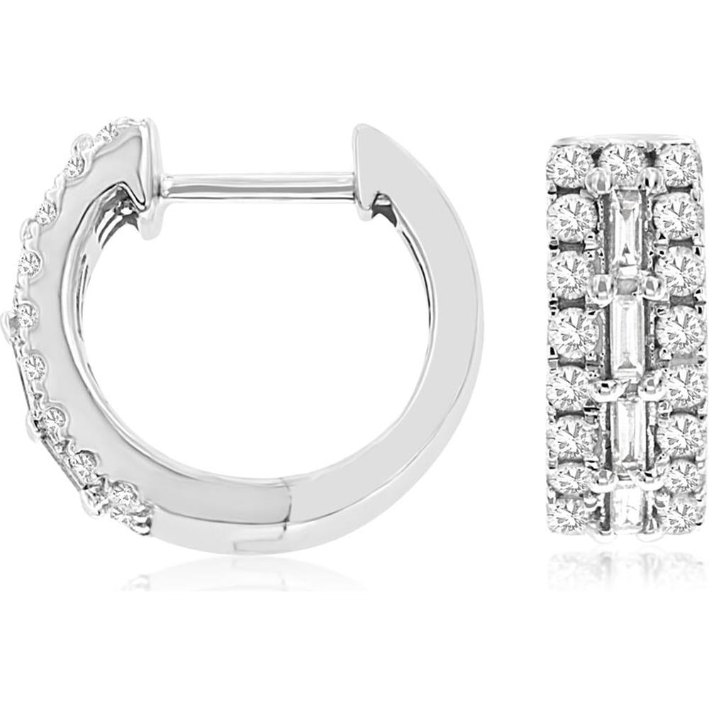 Royal Regal Brilliance: 14K White Gold Diamond Earrings