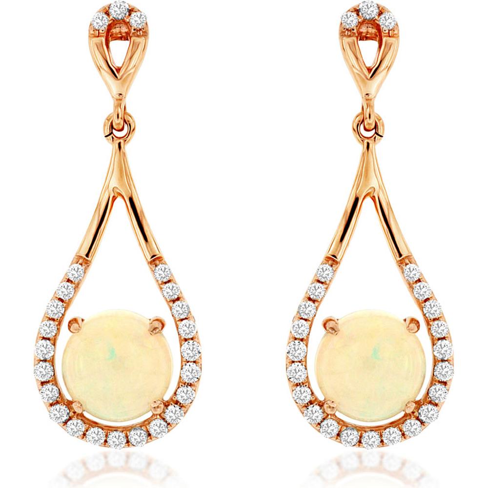Royal Rose Gold Opal and Diamond Earrings - Celestial Charm