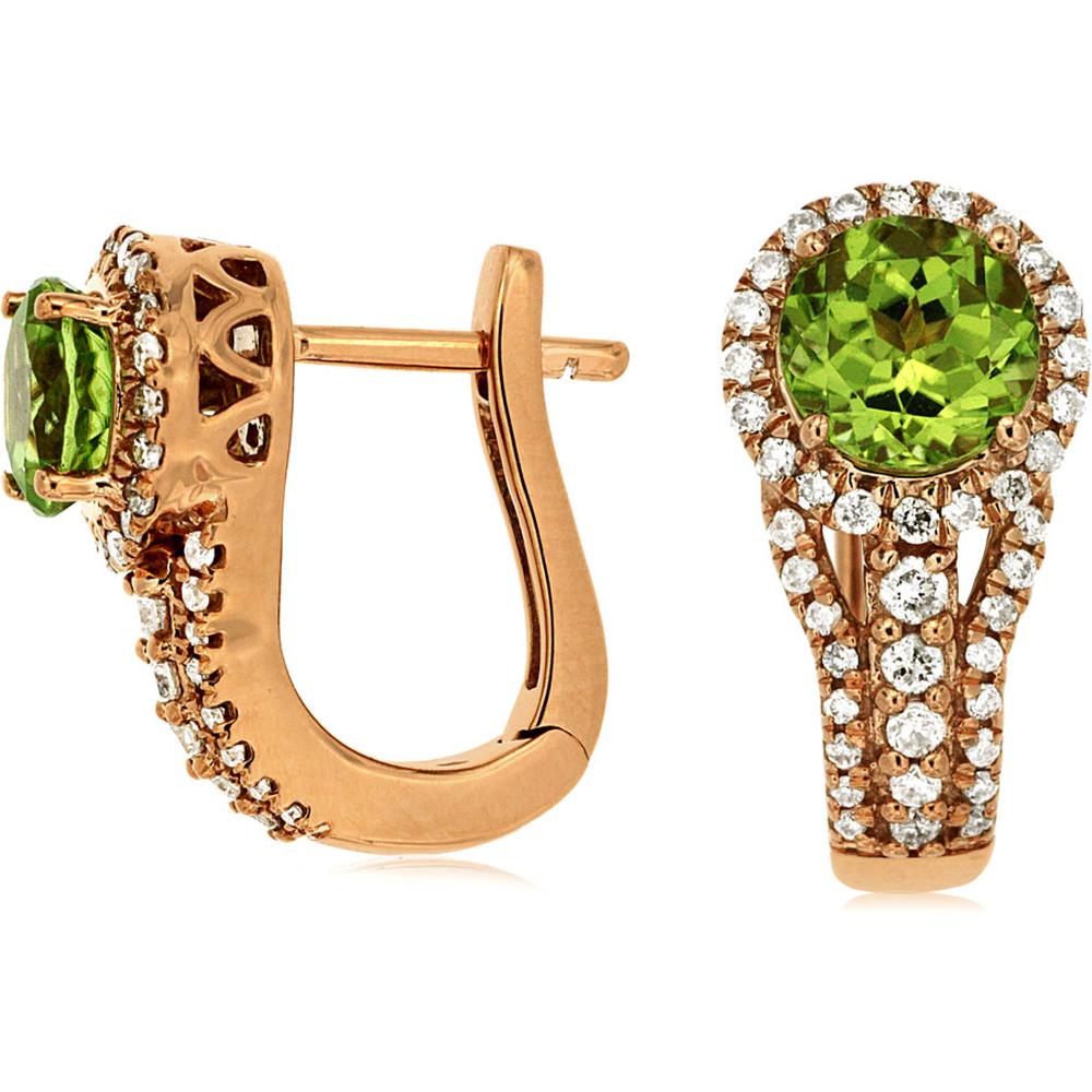 Royal Rose Gold Peridot and Diamond Accent Earrings - Exquisite 1.00 Carat Green Gemstones