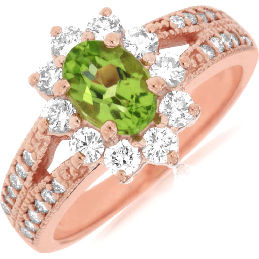 Royal Rose Gold Peridot & Diamond Ring - Enchanting Elegance