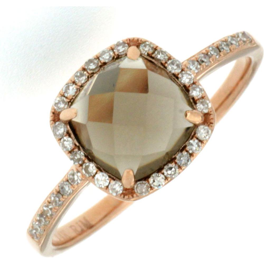 Royal Rose Gold Smoky Quartz & Diamond Ring - 1.45 Carat Center Stone