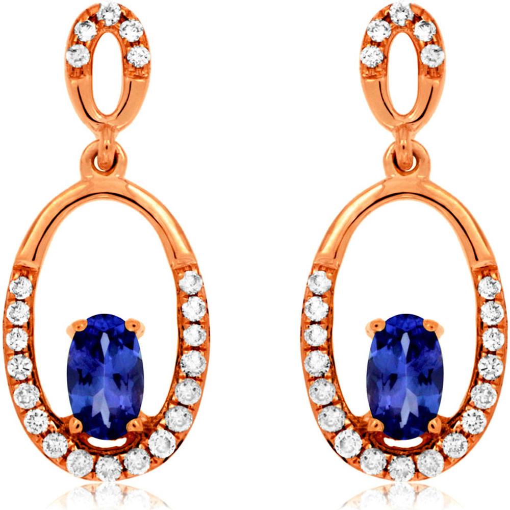Royal Rose Gold Tanzanite & Diamond Earrings - Enchanting Beauty