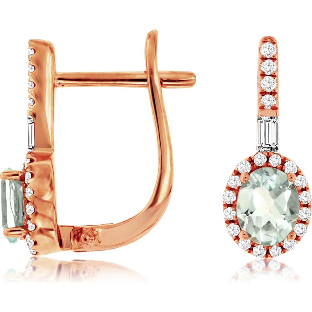 Royal Serene 14K Rose Gold Aquamarine and Diamond Earrings - Ocean Inspired Luxury