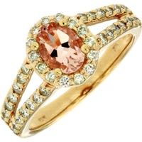 Royal Serene 14K Yellow Gold Morganite & Diamond Ring - 0.65 Carat Morganite, Sparkling Diamonds