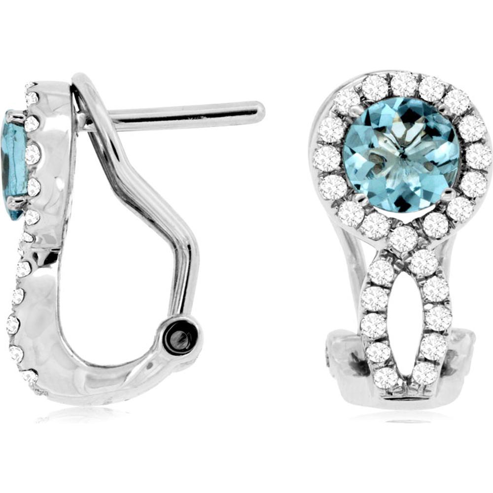 Royal Serene Blue 14K White Gold Aquamarine & Diamond Earrings - 1.24 Carat Total Gem Weight