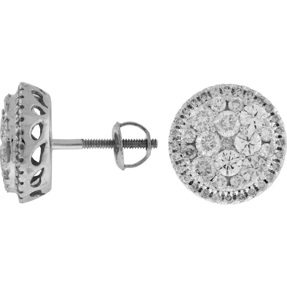 Royal Serene Sparkle: 14K White Gold Diamond Earrings - 1.40 Carat Total Diamond Weight