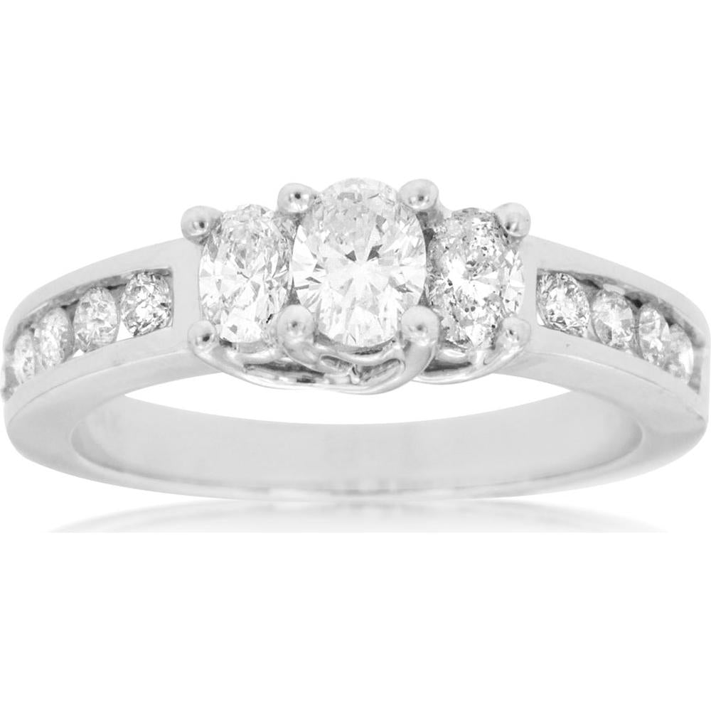 Royal Shimmering 14K White Gold Oval Diamond Halo Engagement Ring