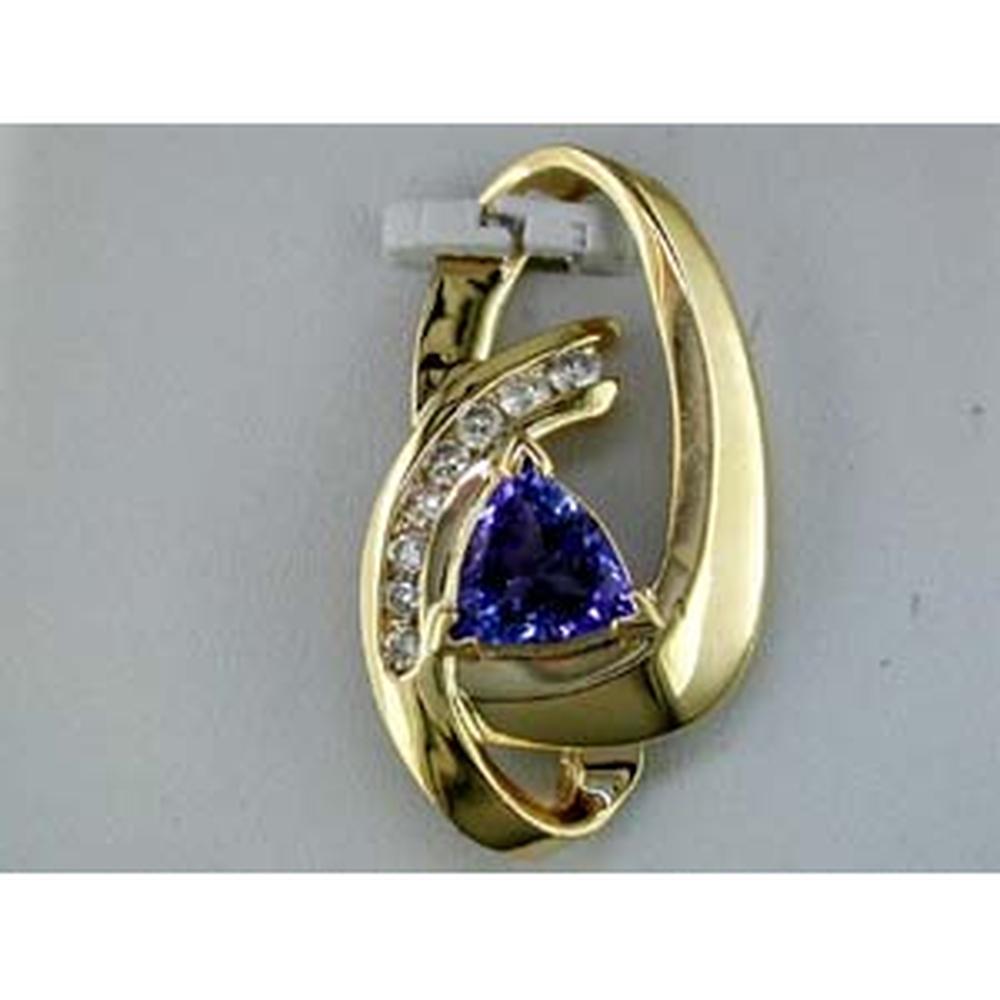 Royal Shimmering Twilight 14K Yellow Gold Tanzanite & Diamond Pendant
