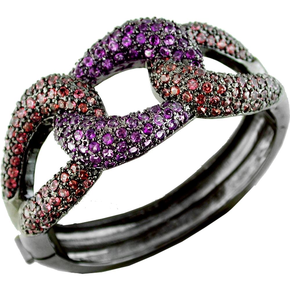 Royal Silver Semi Precious Bangle with Round Stones - 28.00 Carat Total Weight