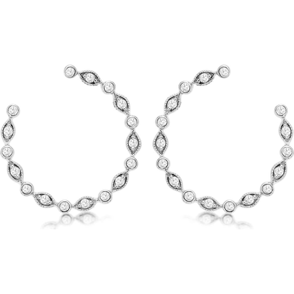 Royal Sparkling 14K White Gold Diamond Earrings - 0.40 Carat Total Diamond Weight
