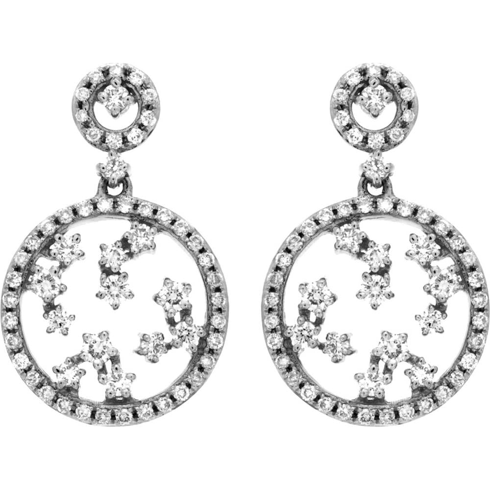 Royal Sparkling 14K White Gold Diamond Earrings - 0.78 Carat Total Diamond Weight