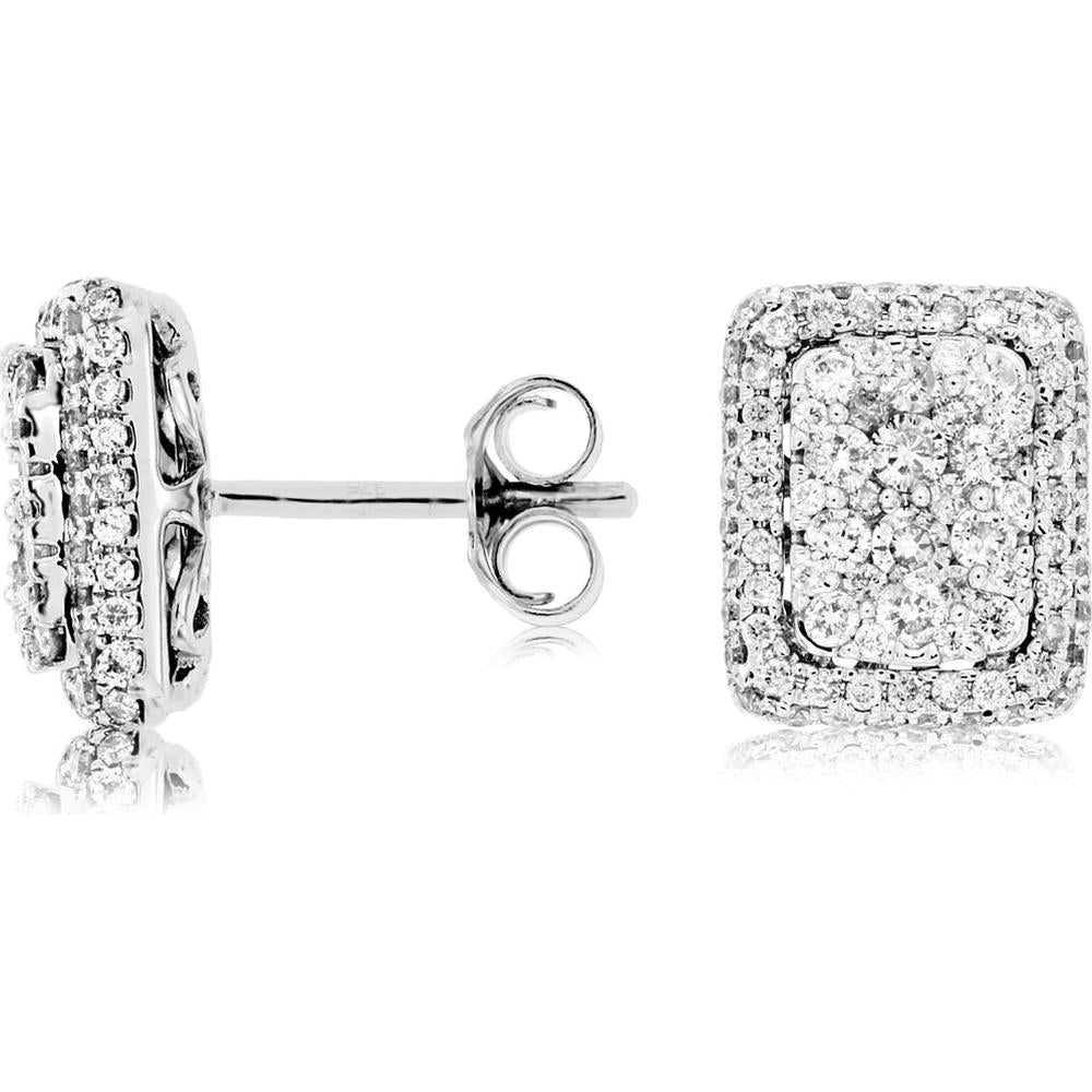 Royal Sparkling 14K White Gold Diamond Earrings - 0.97 Carat Total Diamond Weight