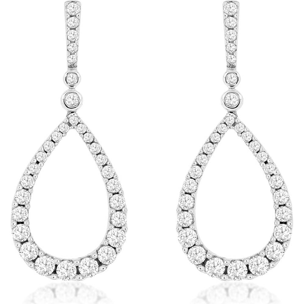 Royal Sparkling 14K White Gold Diamond Earrings - 1.00 Carat Total Diamond Weight