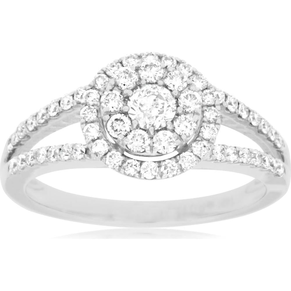 Royal Sparkling 14K White Gold Diamond Engagement Ring