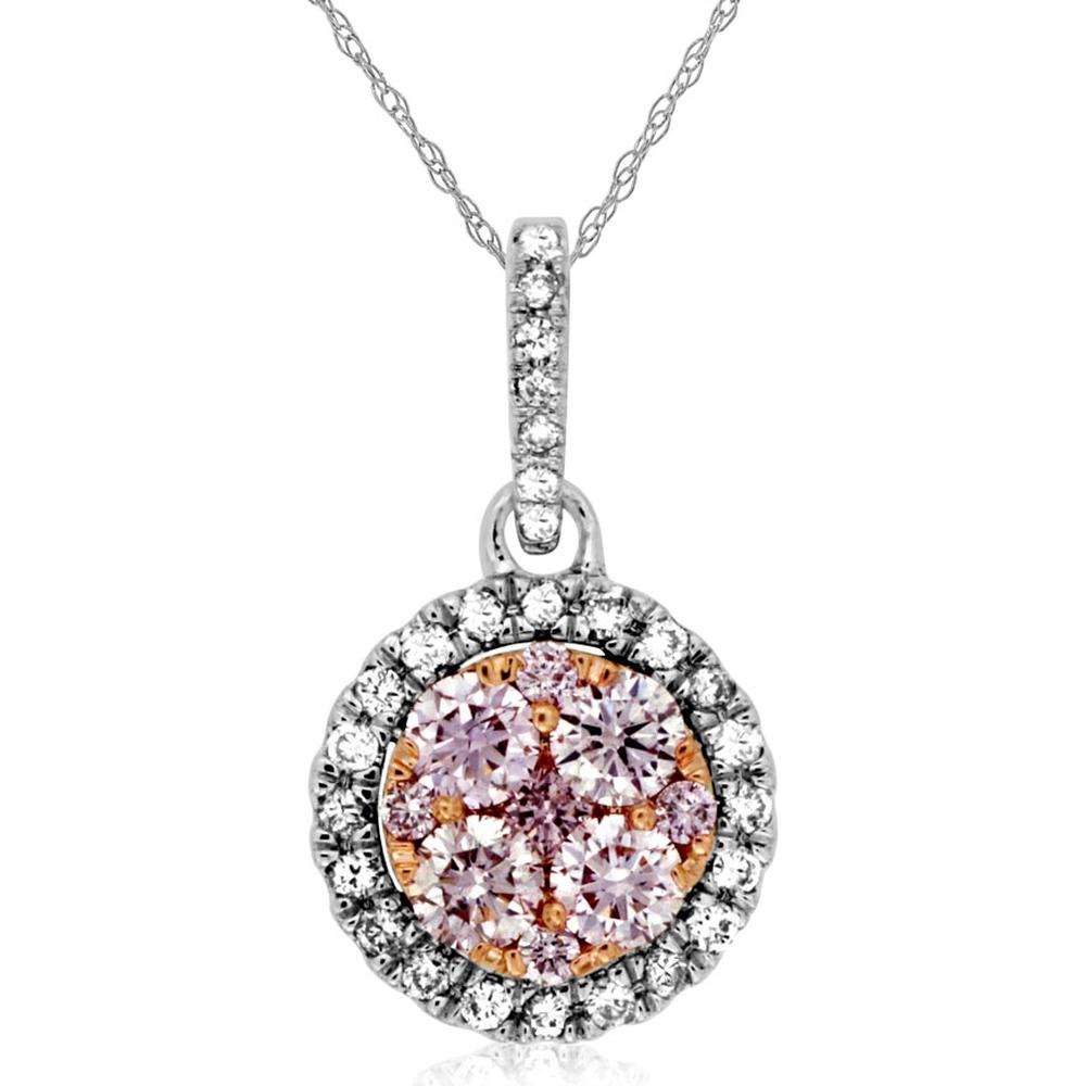 Royal Sparkling 14K White Gold Pendant with White & Pink Diamonds