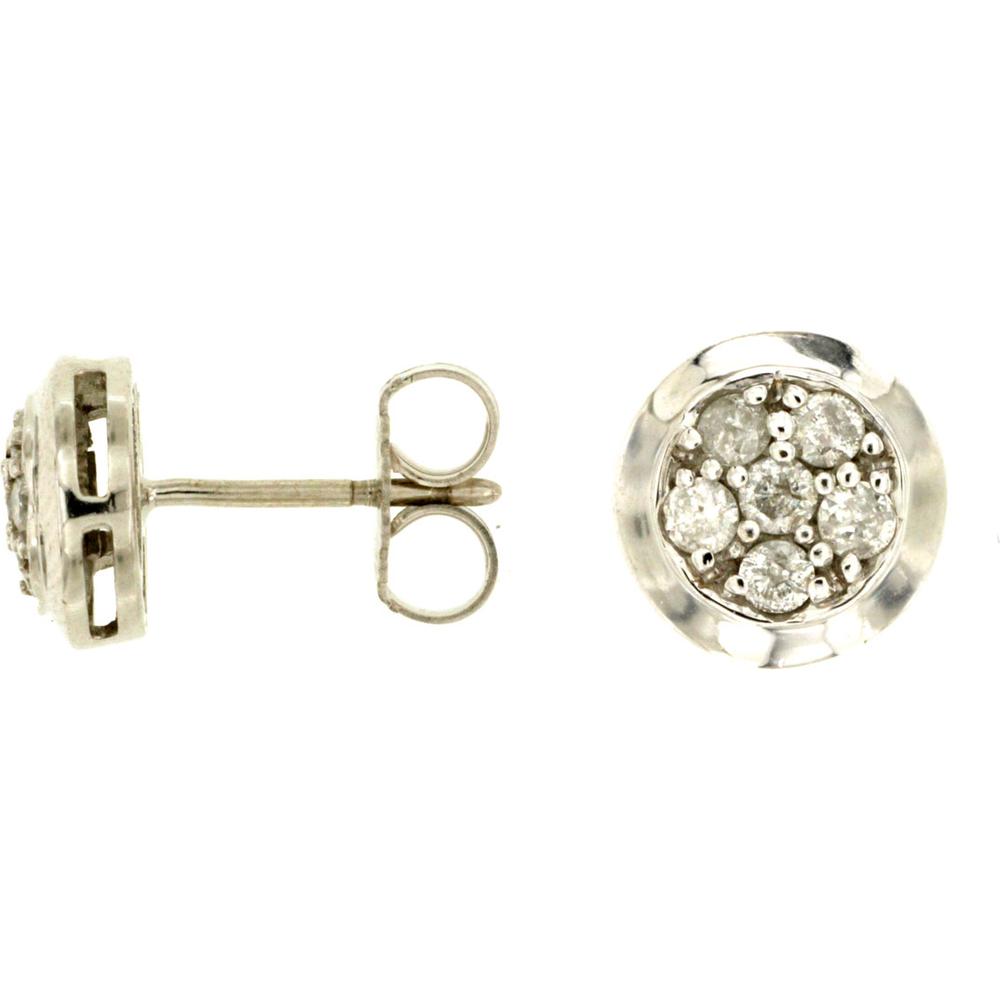 Royal Sparkling 14K White Gold Round Diamond Earrings - Timeless Beauty