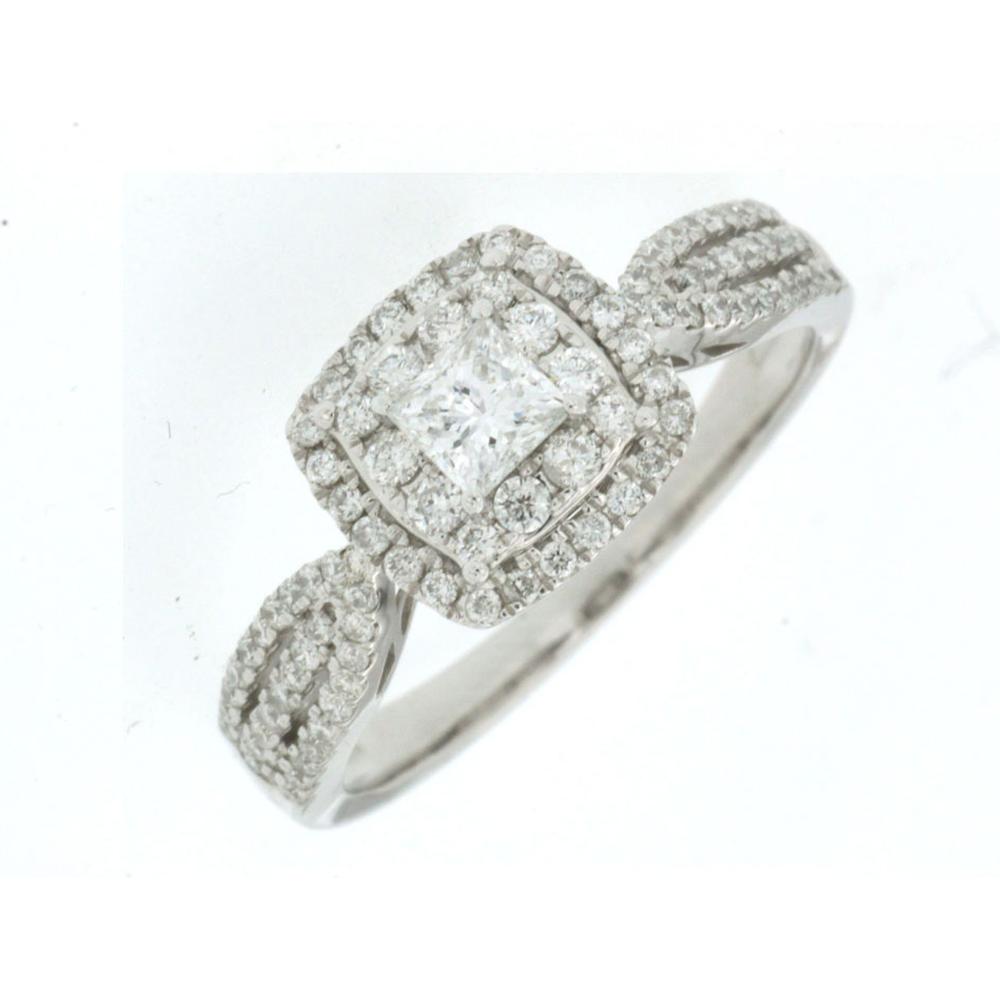 Royal Sparkling Affe Caration 14K White Gold Diamond Engagement Ring