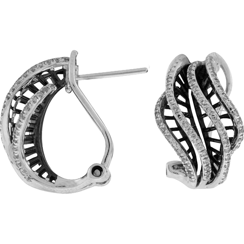 Royal Sparkling Brilliance: 14K White Gold Diamond Earrings