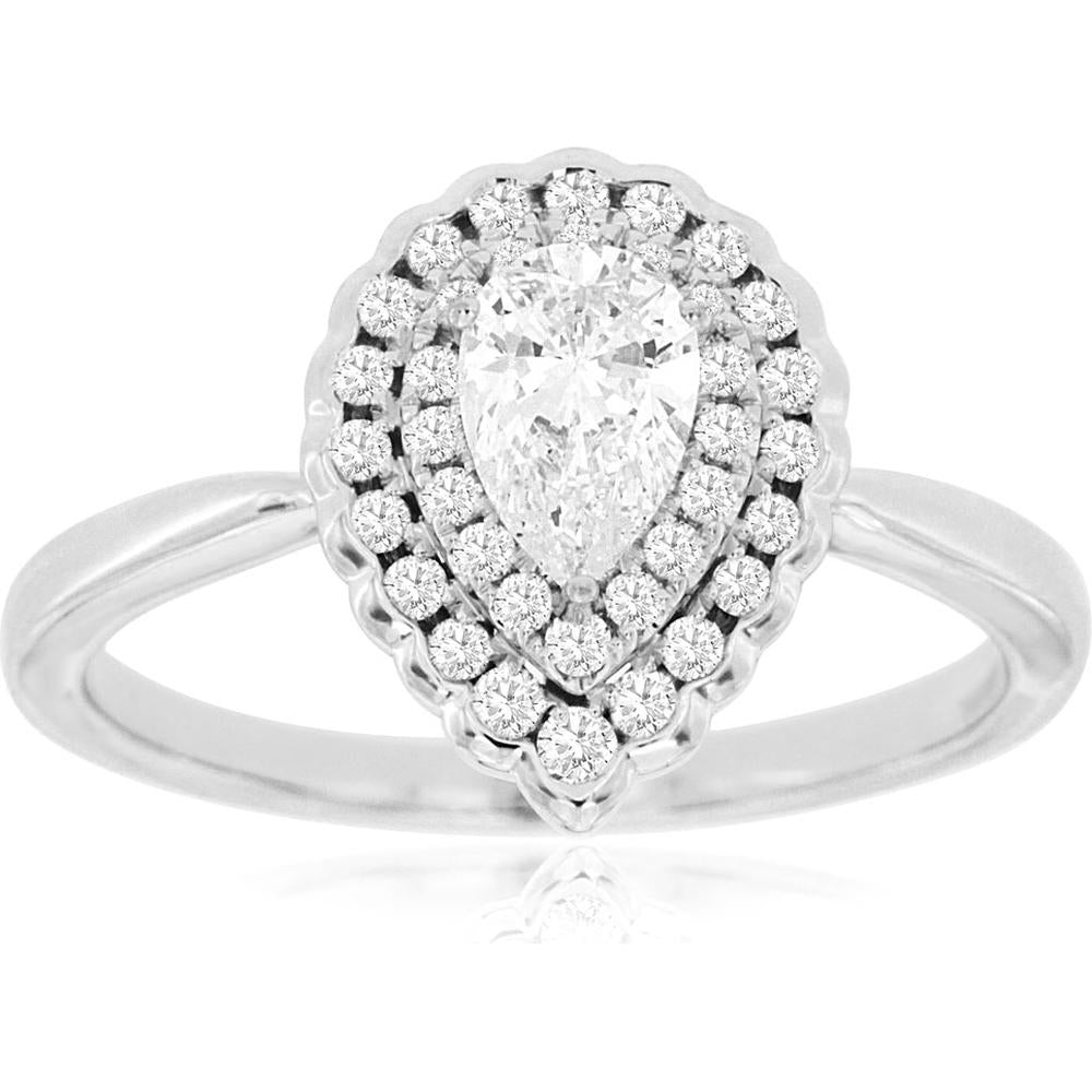 Royal Sparkling Love 14K White Gold Diamond Engagement Ring