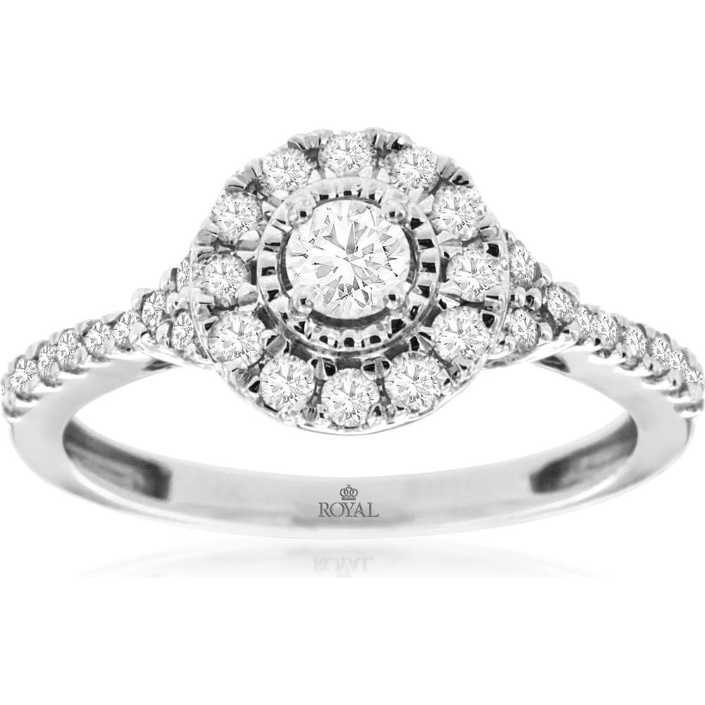 Royal Sparkling Love 14K White Gold Diamond Engagement Ring