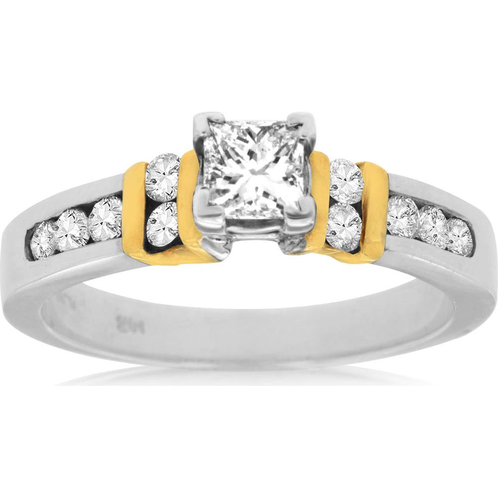 Royal Sparkling Princess 14K White Gold Diamond Engagement Ring