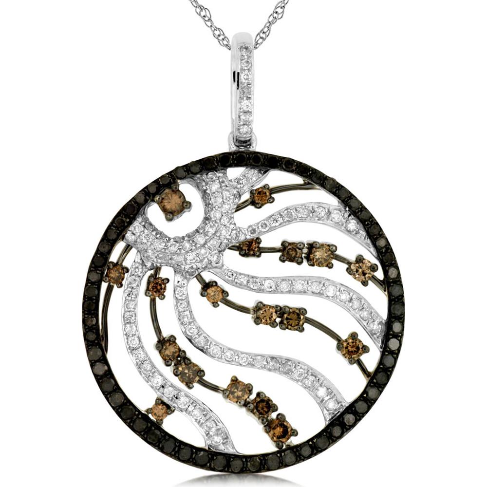 Royal Sparkling Spe Caratrum: 14K White Gold Multi Color Diamond Pendant