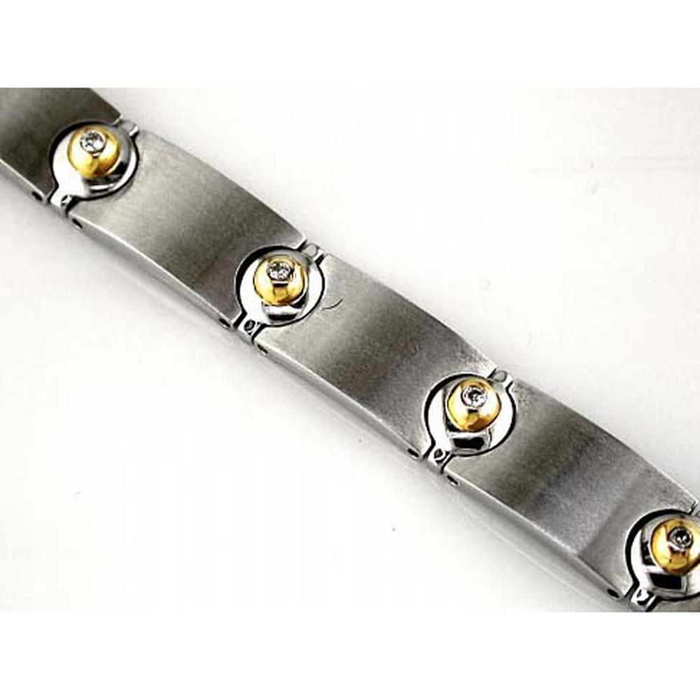 Royal Stainless Steel and 14K Gold Bracelet with 0.25 Carat Round Diamond