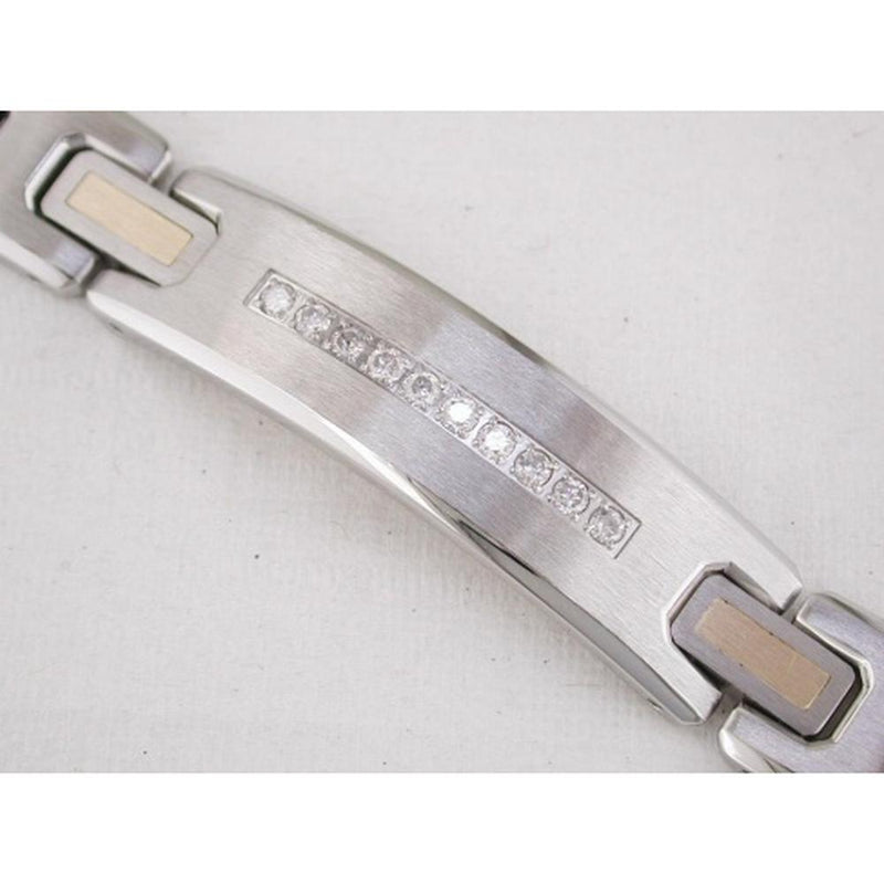 Royal Stainless Steel & 14K Gold Diamond Accent Bracelet