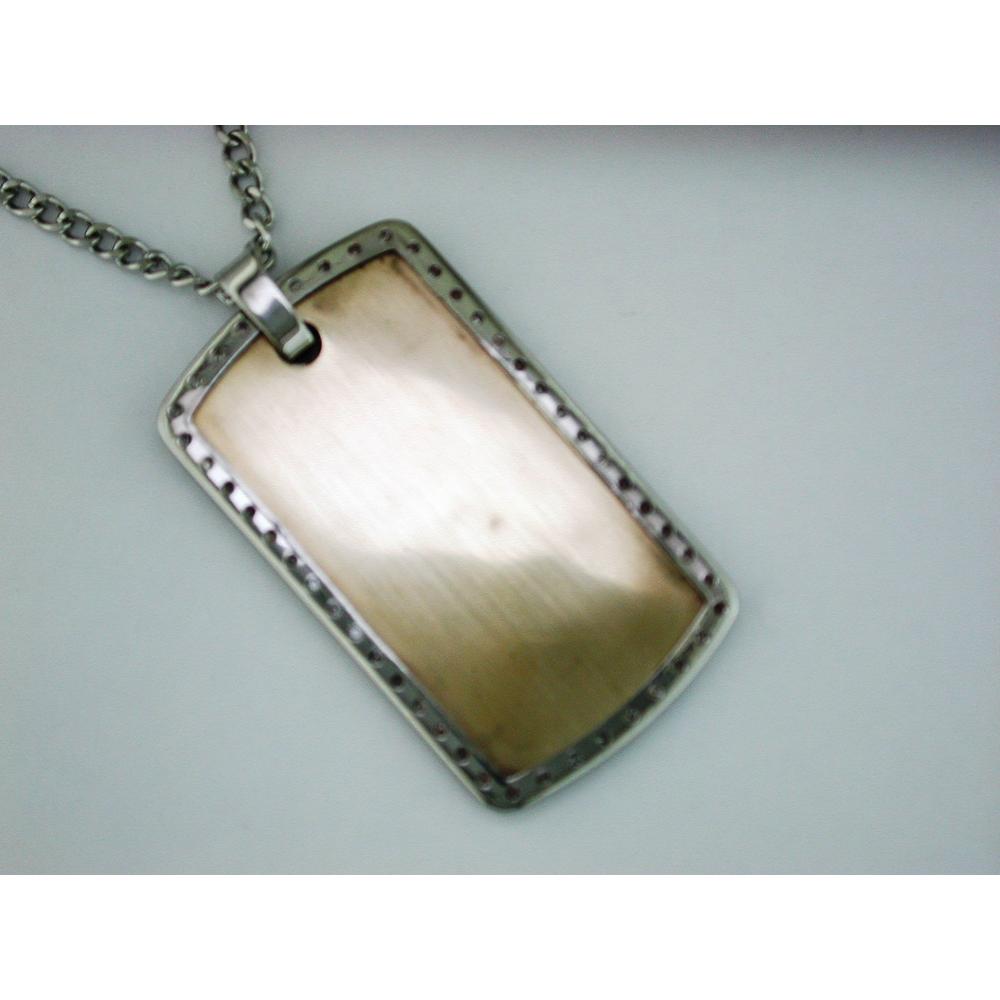Royal Stainless Steel & 14K Gold Oval Pendant with Round Diamond Accents - 0.50 Carat Total Diamond Weight
