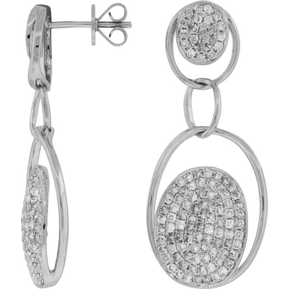 Royal Timeless 14K White Gold Diamond Earrings - 2.00 Carat Total Diamond Weight