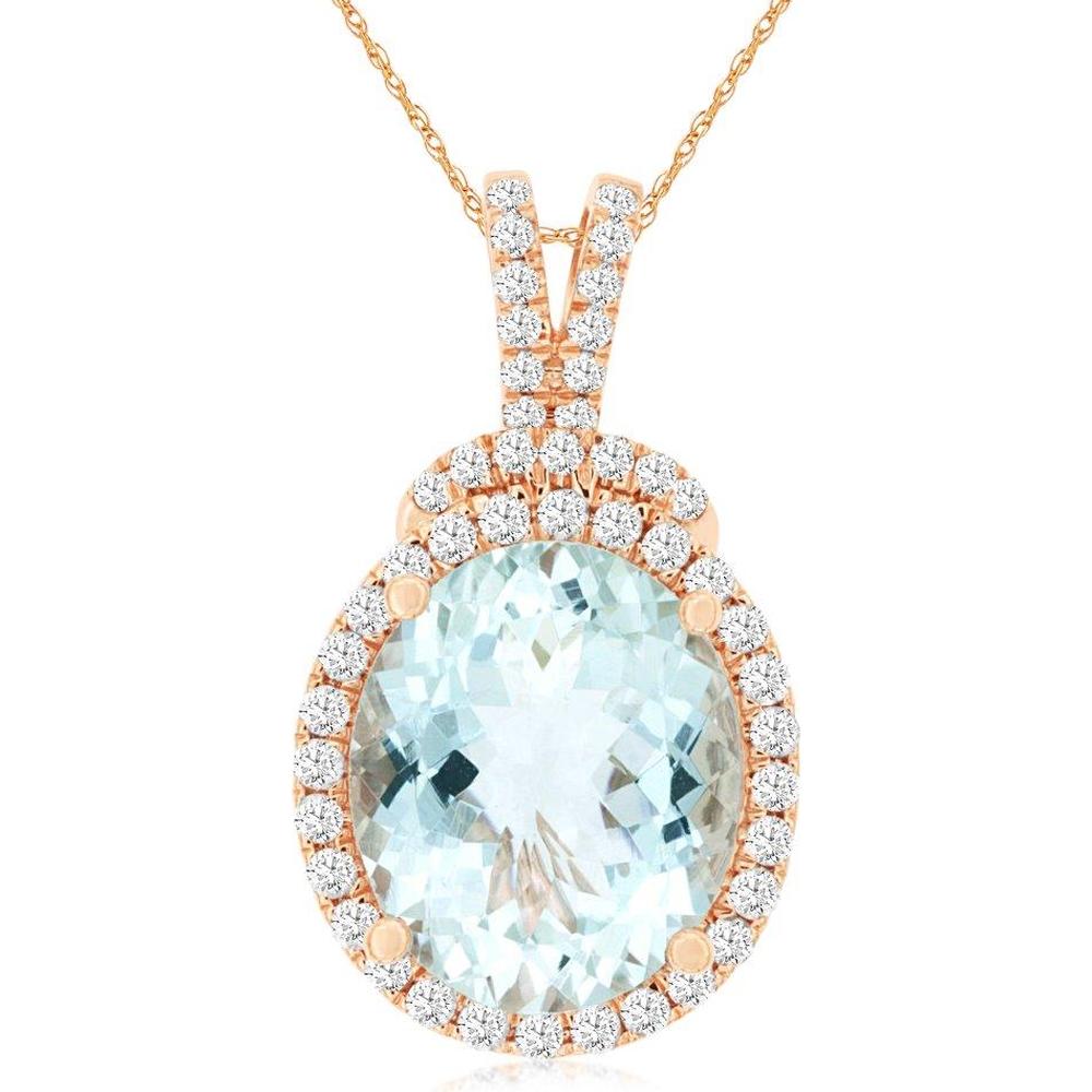 Royal Tranquil Waters 14K Rose Gold Aquamarine & Diamond Pendant