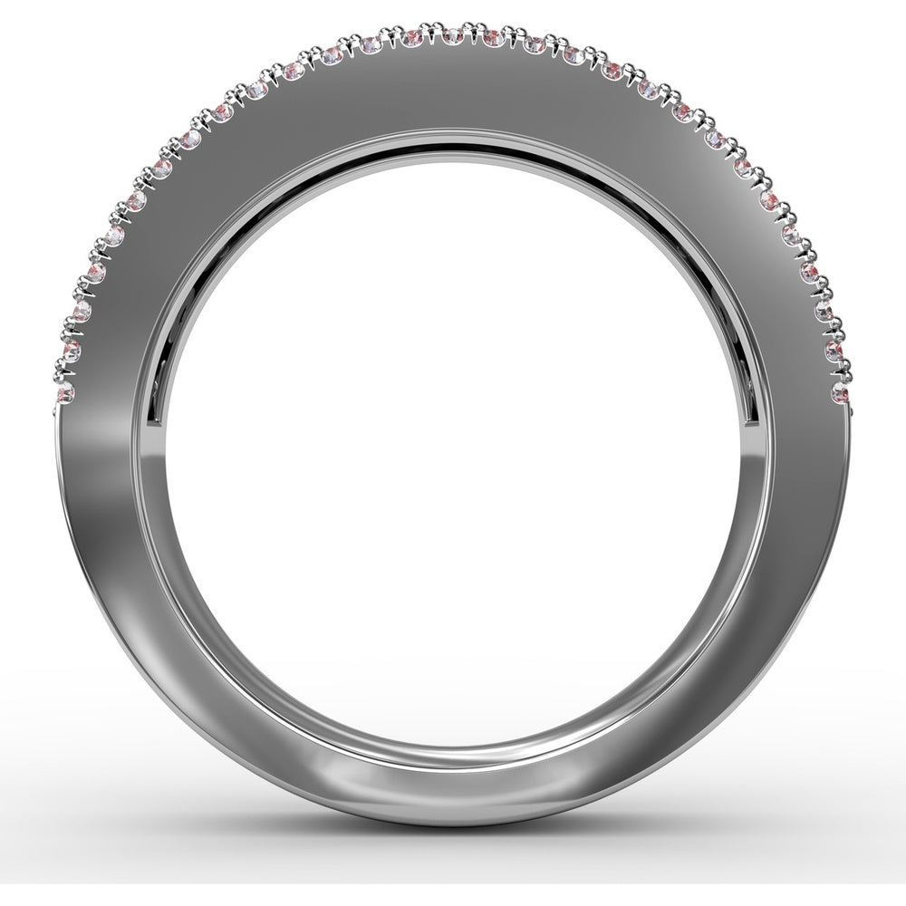Ruby and Diamond Channel Set Band with Pavé Borders by Fana - 1.25 Carat Total Gemstone Weight