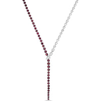 Ruby and Diamond Nachash Lariat Necklace in 18K White Gold and Platinum by Charles Krypell