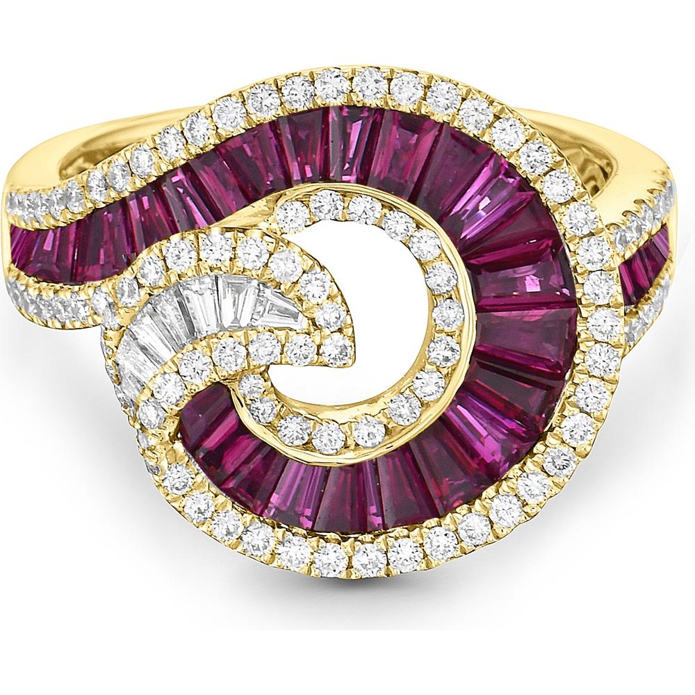 Ruby and Diamond Nautilus Ring in 18K Yellow Gold by Charles Krypell