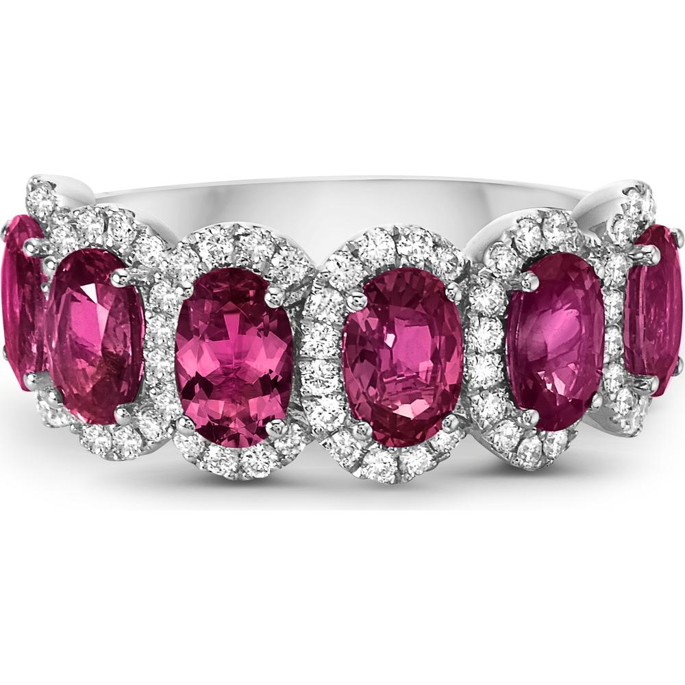 Ruby and Diamond Overlap Band Ring in 18K White Gold by Charles Krypell