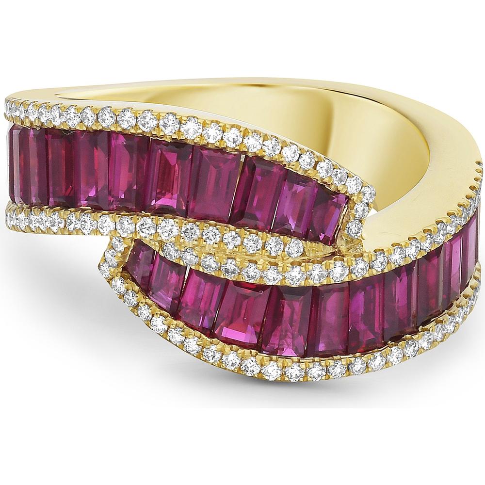 Ruby and Diamond Signature Embrace Ring in 18K Yellow Gold by Charles Krypell