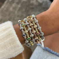 Ruby and Diamond Signature Station Tube Bracelet in 18K Yellow Gold by Charles Krypell