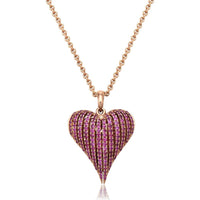 Ruby Angel Heart Pendant Necklace in 18K Rose Gold by Charles Krypell