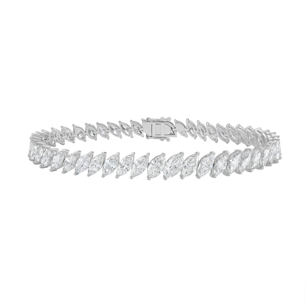 Ruchi New York - 18K White Gold Fiamma Marquise Diamond Tennis Bracelet with 11.65 Carat Total Diamond Weight