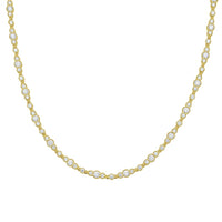 Ruchi New York - 18K Yellow Gold 16" Corsia Diamond Bezel Necklace with Alternating Round Diamonds - 4.73 Carat Total Diamond Weight