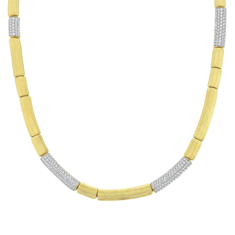 Ruchi New York - 18K Yellow Gold Barre Diamond Bar Necklace with Full Pavé Round Diamonds - 3.33 Carat Total Diamond Weight