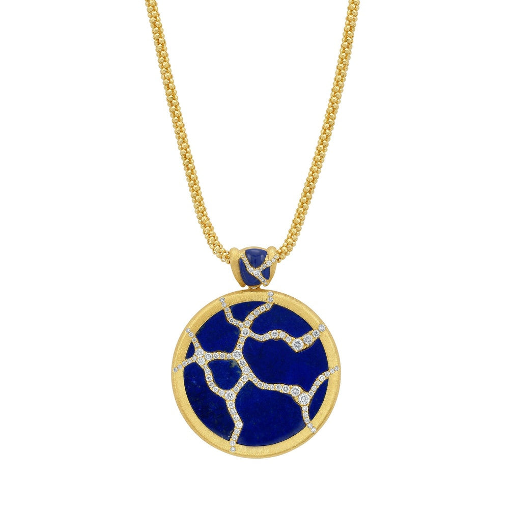 Ruchi New York - 18K Yellow Gold Terra Lapis and Diamond Pendant Necklace with 1.31 Carat Total Diamond Weight