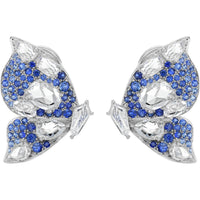 Ruchi New York - Aile Blue Sapphire and Diamond Earrings in 18K White Gold