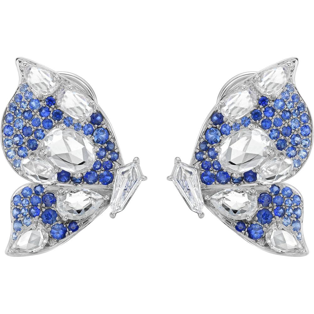 Ruchi New York - Aile Blue Sapphire and Diamond Earrings in 18K White Gold