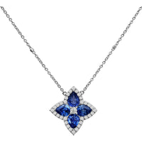Ruchi New York - Amaryllis Blue Sapphire Pendant Necklace in 18K White Gold