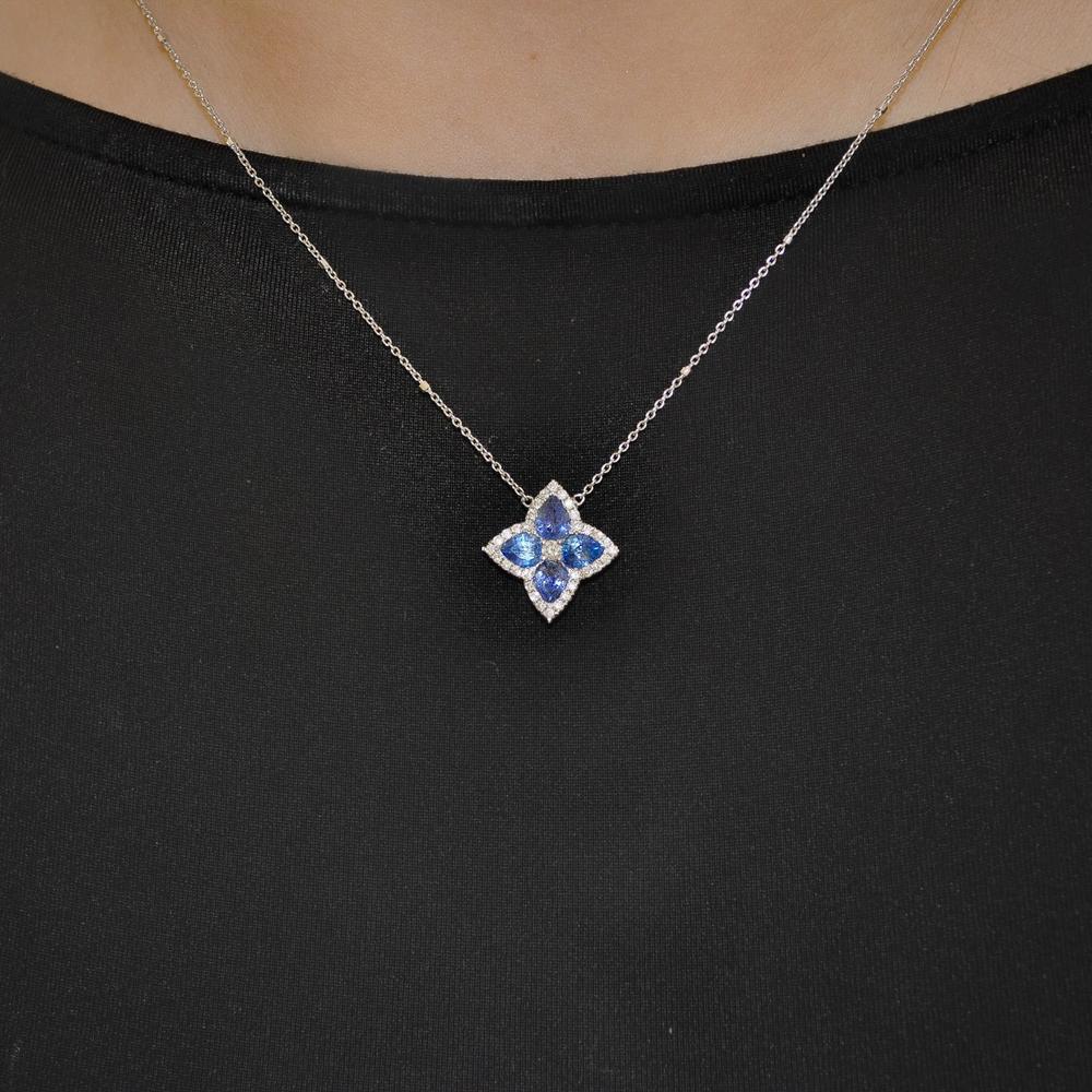 Ruchi New York - Amaryllis Blue Sapphire Pendant Necklace in 18K White Gold